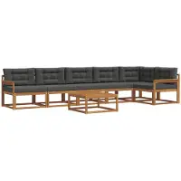 vidaXL Ensemble de canapés d'extérieur avec coussins 7 pièces Nature et Anthracite
