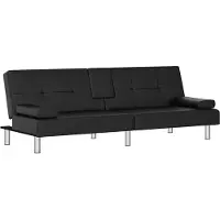 vidaXL Canapé-lit avec porte-gobelets noir similicuir