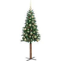 vidaXL Sapin de Noël mince Vert 150 cm PVC et bois de pin massif