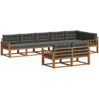 vidaXL Ensemble de canapés d'extérieur avec coussins 8 pièces Nature et Anthracite