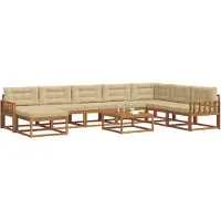vidaXL Ensemble de canapés d'extérieur avec coussins 9 pièces Nature et Beige