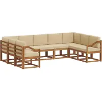 vidaXL Ensemble de canapés d'extérieur avec coussins 9 pièces Nature et Beige