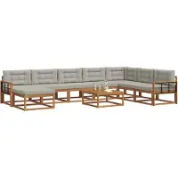 vidaXL Ensemble de canapés d'extérieur avec coussins 9 pièces Naturel et gris clair