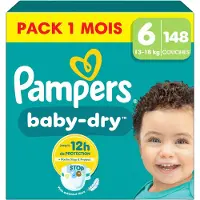 Pampers Baby-Dry Pack 1 Mois, Taille 6, 148 couches