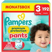 Pampers Premium Protection Pants Pack 1 Mois, Taille 3, 192 couches-culottes