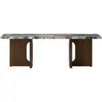 Audo Copenhagen Androgyne Lounge Table Wood Dark Stained Oak | Grey Galaxy Marble