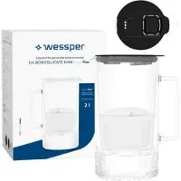 Wessper Carafe filtrante en verre noir 2 l avec affichage LED + 1 filtre Aquamax