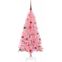 vidaXL Sapin de Noël avec 150 LED avec support Rose 150 cm PVC