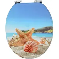 vidaXL Siège de WC à fermeture douce « Coquillage marin » 44 x 38 cm, plateau en MDF