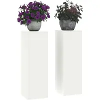 vidaXL Supports de Plantes d'extérieur 2 pcs Blanc 24 x 24 x 75 cm Acier
