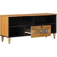 vidaXL Meuble TV avec étagère , couleur naturelle, 100 x 33 x 46 cm, bois massif de manguier