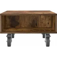 vidaXL Table d'appoint avec roues Chêne fumé 50 x 50 x 30 cm