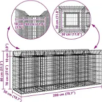 vidaXL Jardinière surélevée en gabions, 2 pièces, 200 x 50 x 80 cm, acier galvanisé