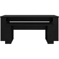 vidaXL : Ensemble de deux tables basses, couleur noire, imitation chêne, dimensions 100 x 50 x 42 cm