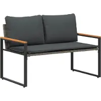 vidaXL Banc avec coussins Gris et gris foncé 115 x 65 x 72 cm Rotin