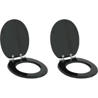 vidaXL Abattant de WC à fermeture douce, lot de 2, noir, 44 x 38 cm, plateau en MDF