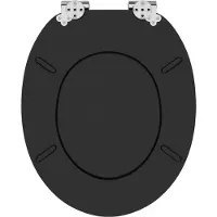 vidaXL Assise de toilette à fermeture douce, lot de 2, noire, 44 x 38 cm, panneau MDF
