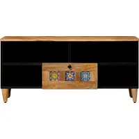 vidaXL Meuble TV avec étagère , couleur naturelle, 100 x 33 x 46 cm, bois massif de manguier