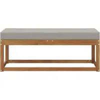 vidaXL Tabouret banc avec coussin Naturel et gris clair 115 x 43 x 37 cm