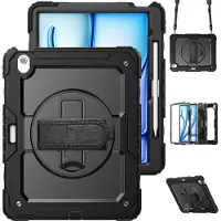 Cazy Housse pour Tablette compatible avec iPad Air 13 inch (M4 2026 / M3 2025 / M2 2024) - Coque Antichoc avec Protecteur d'Écran - Noir