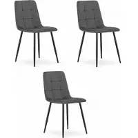 Leobert Chaise - - Kara - Velours Gris Foncé - 44,5 X 50,5 X 87 Cm - Lot De 3