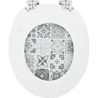 vidaXL Siège de toilette à fermeture douce, 2 pièces, bleu et blanc, en porcelaine