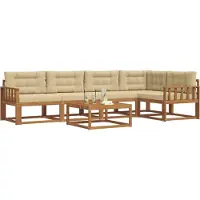 vidaXL Ensemble de canapés d'extérieur avec coussins 6 pièces Nature et Beige