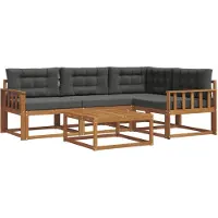 vidaXL Ensemble de canapés d'extérieur avec coussins 5 pièces Nature et Anthracite