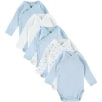 Petit Bateau Enrouler Bodies m/l - 5 Pack - Blanc/Bleu - - 0 mois - Body M/L