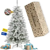 Springos Arbre de Noël Premium 180 cm, sapin enneigé comme un vrai — 285 pointes, support métallique stable, sapin de Noël avec effet neige