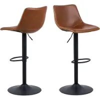 Ebuy24 Oregon Tabouret de bar avec pied de trompette, surpiqûres contrastées beige, marron, noir.