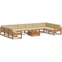 vidaXL Ensemble de canapés d'extérieur avec coussins 11 pièces Nature et Beige