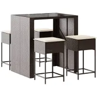 vidaXL Ensemble bar de jardin 5 pièces avec coussins Marron Poly rotin