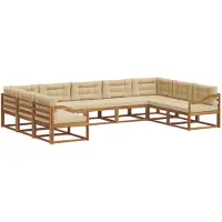 vidaXL Ensemble de salon de jardin 9 pièces, couleurs naturelles et beige