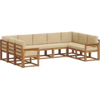 vidaXL Ensemble de canapés d'extérieur avec coussins 9 pièces Nature et Beige