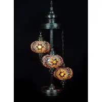 Halay Lampadaire turc avec mosaïque - Lampadaire marocain marron avec 3 boules - Lampe orientale 100 cm