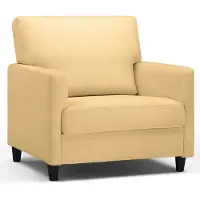 COMHOMA Fauteuil de relaxation Fauteuil TV pour chambre à coucher, coin lecture Fauteuil latéral avec mousse à mémoire de forme souple Siège lounge, housse en lin, jaune