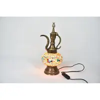 Halay Lampe de table Ibrik turque fabriquée à la main, aux couleurs vives, pour l'intérieur et l'extérieur, carafe orientale