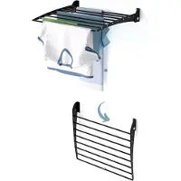 Foxydry Séchoir à linge mural, pliable et inoxydable - Fold Down 60 cm noir