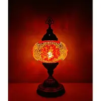 Halay Lampe de table turque avec boule en mosaïque orange de 13 cm – Lampe orientale pour un éclairage d'ambiance