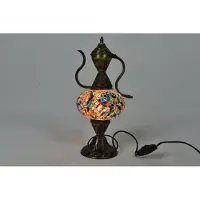 Halay Lampe de table Ibrik turque fabriquée à la main dans des couleurs vives – lampe de nuit orientale en forme de carafe, lumière d'ambiance 45 cm