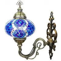 Halay Applique murale de style marocain avec mosaïque turque – éclairage d'ambiance bleu pour une atmosphère romantique