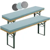 Sleepling set de 2 coussins de banc de bière 220 x 25 cm, turquoise, épaisseur 4 cm, avec boucles de maintien pour la fixation, extra épais,