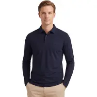 BOSS Polo Boss Green Piro à manches longues en coton de luxe, bleu marine