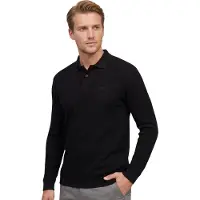 BOSS pour homme. 50520710 Polo Petempesto noir (S), Casuel, Coton, Manche longue