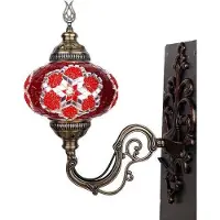 Halay Applique murale turque faite à la main, de couleur rouge – Lampe orientale en mosaïque, style marocain