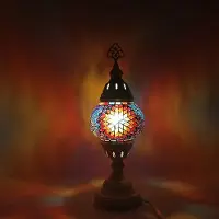 Halay Lampe mosaïque turque - Lampe de table artisanale - Lampe orientale - Hauteur 42 cm - Ø 12 cm - Unique et colorée