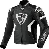 MUGENRACE Marcus blouson en cuir de moto, noir/blanc, 48