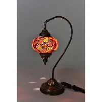 Halay Lampe de table turque artisanale, modèle arc rouge/blanc – Lampe mosaïque orientale pour un éclairage d'ambiance