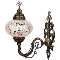 Halay Applique murale turque de style marocain avec mosaïque orientale blanche et argentée, éclairage d'ambiance romantique